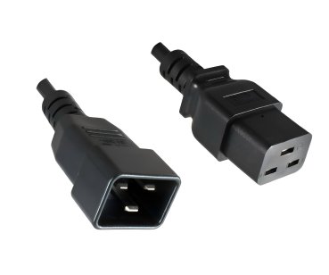 DINIC Kaltgerätekabel C19 auf C20, 1,5mm², 16A Verlängerung, schwarz